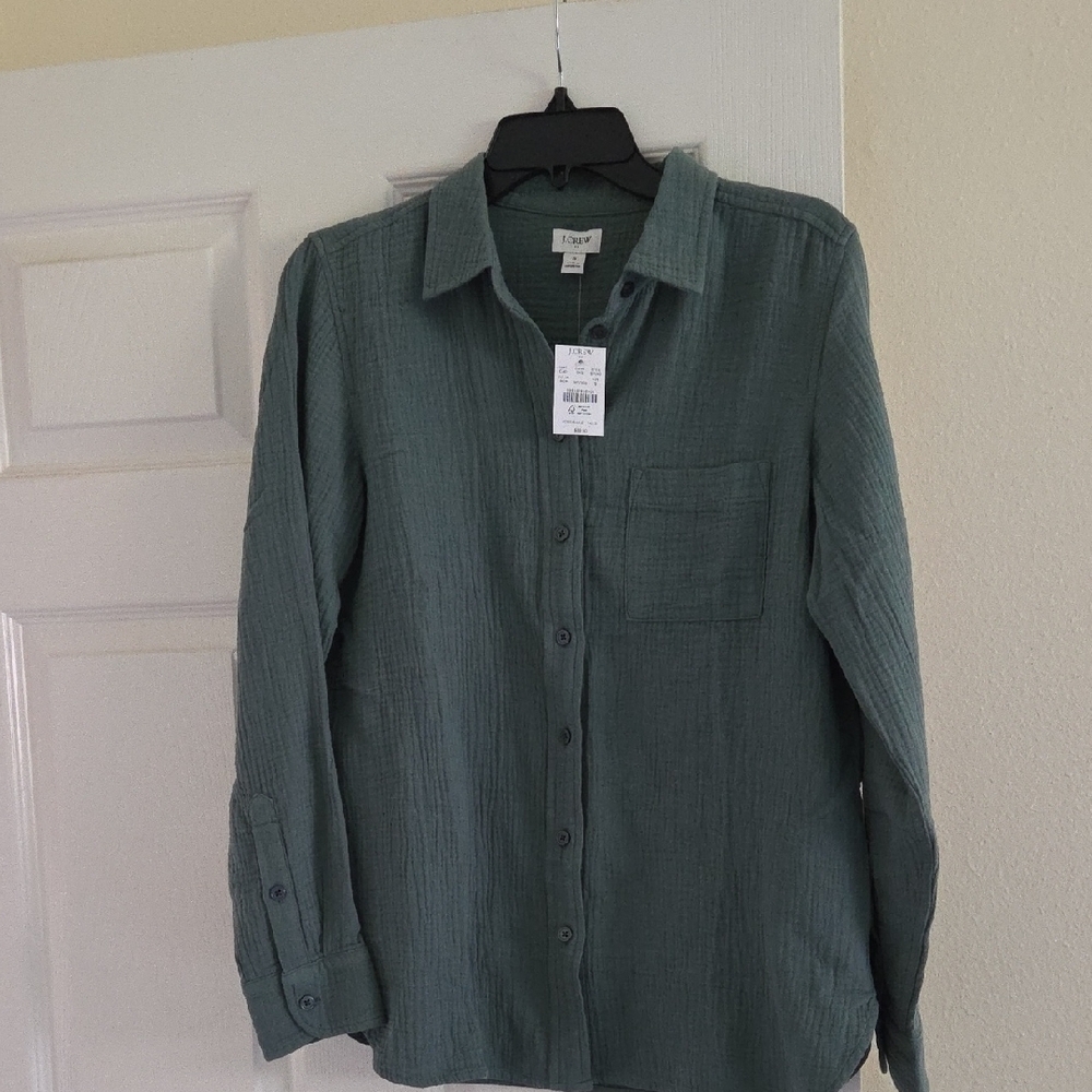 J. Crew Green Button-Up Shirt